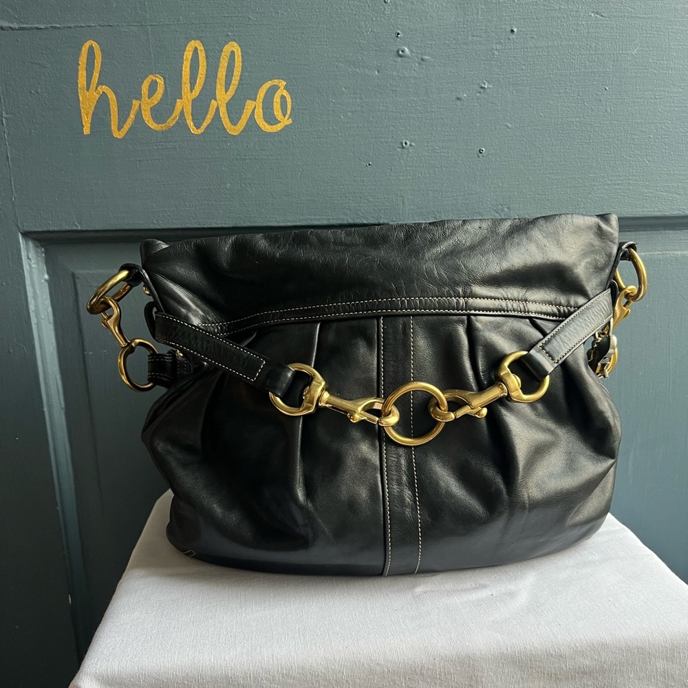 Coach Hampton Black Leather Shoulder Bag - Picture 5 of 10